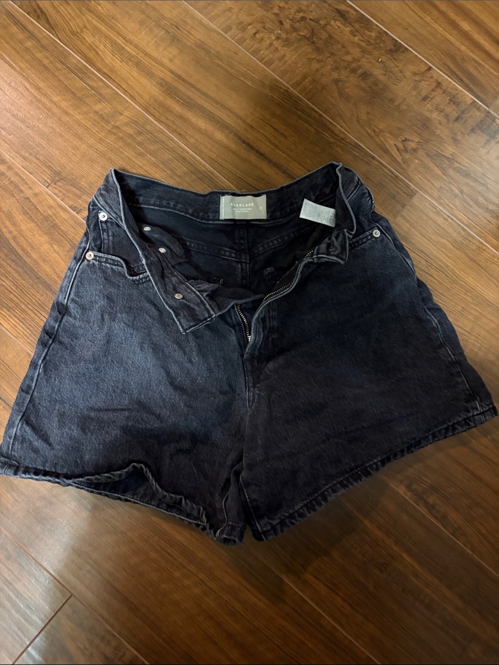 Everlane Black Denim Relaxed High-Rise Shorts
